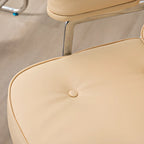 Upholstered Apricot Leather Adjustable Swivel Office Chair