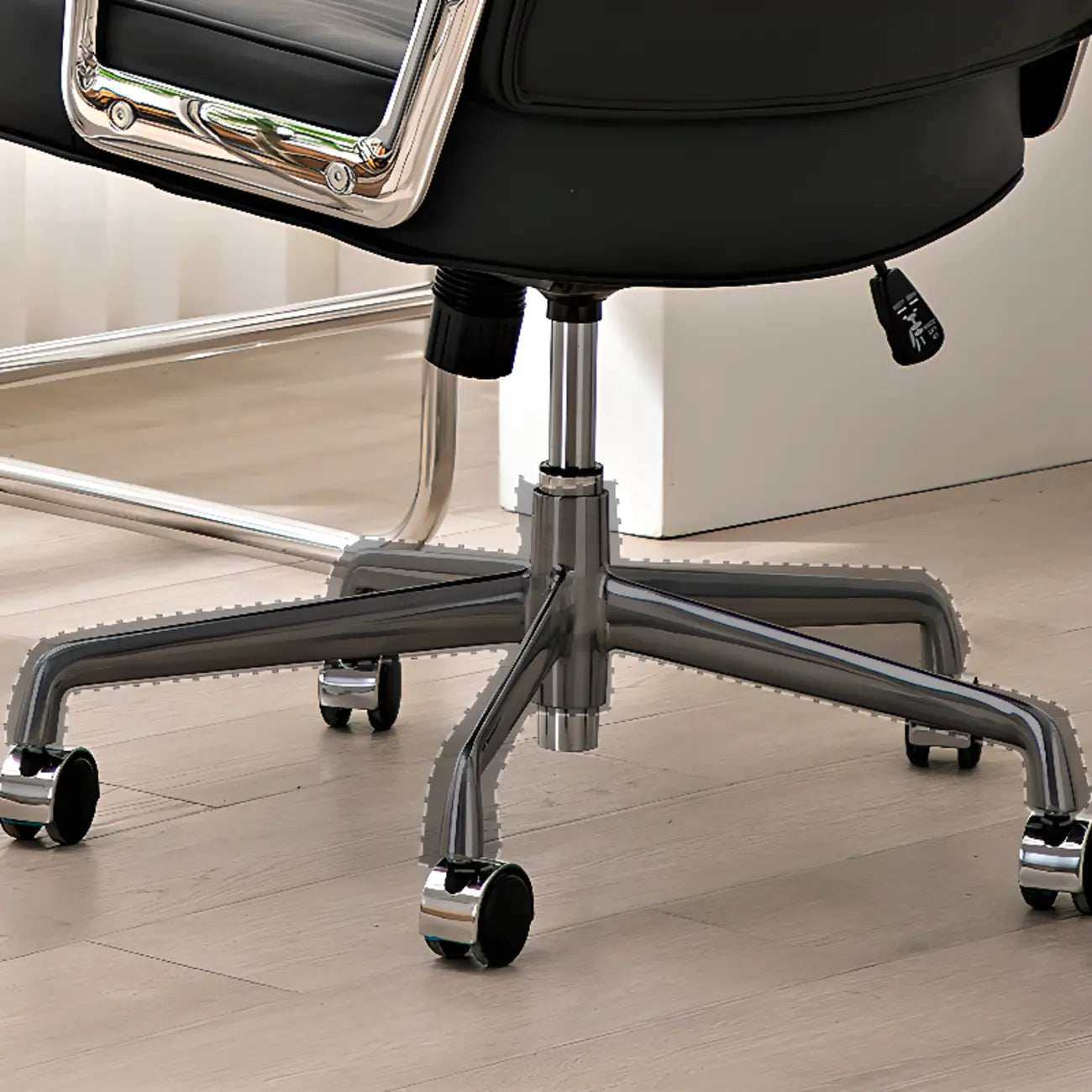 Upholstered Apricot Leather Adjustable Swivel Office Chair