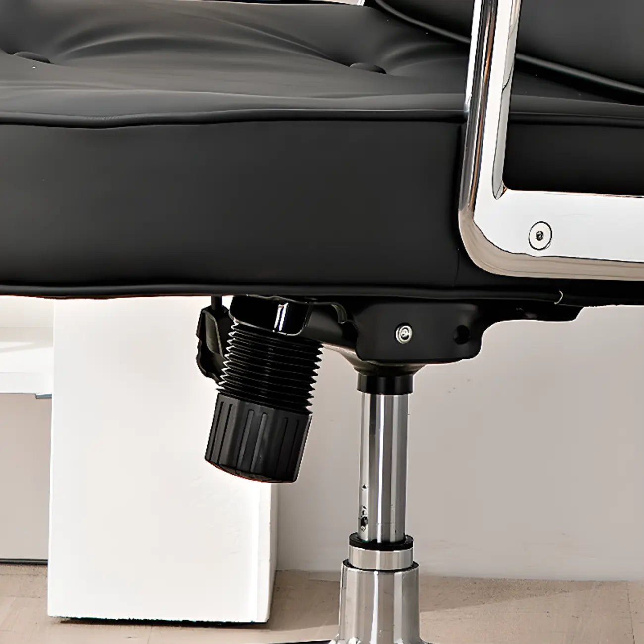 Upholstered Apricot Leather Adjustable Swivel Office Chair
