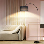 Modern Adjustable Arc Floor Lamp Drum Shade for Living Room