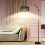 Modern Adjustable Arc Floor Lamp Drum Shade for Living Room