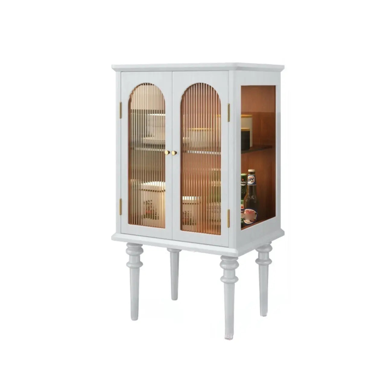Traditional Black Wood Fluted & Clear Glass Storage Cabinet