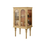 Traditional Black Wood Fluted & Clear Glass Storage Cabinet