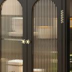 Traditional Black Wood Fluted & Clear Glass Storage Cabinet