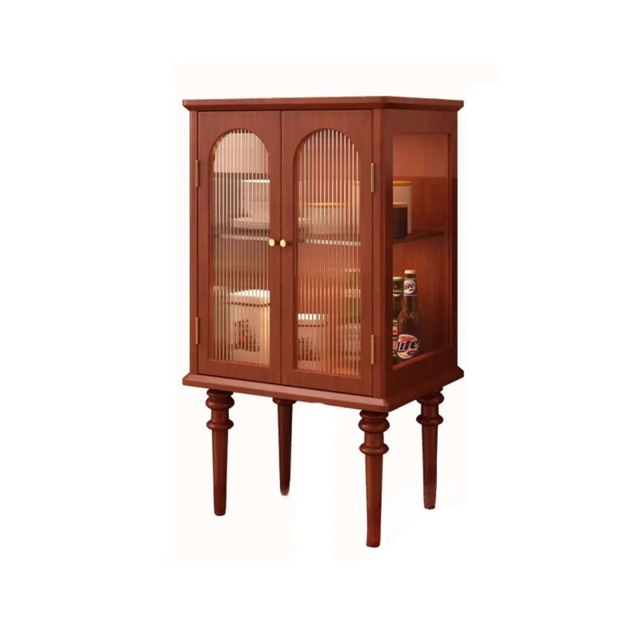 Traditional Black Wood Fluted & Clear Glass Storage Cabinet