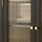 Traditional Black Wood Fluted & Clear Glass Storage Cabinet