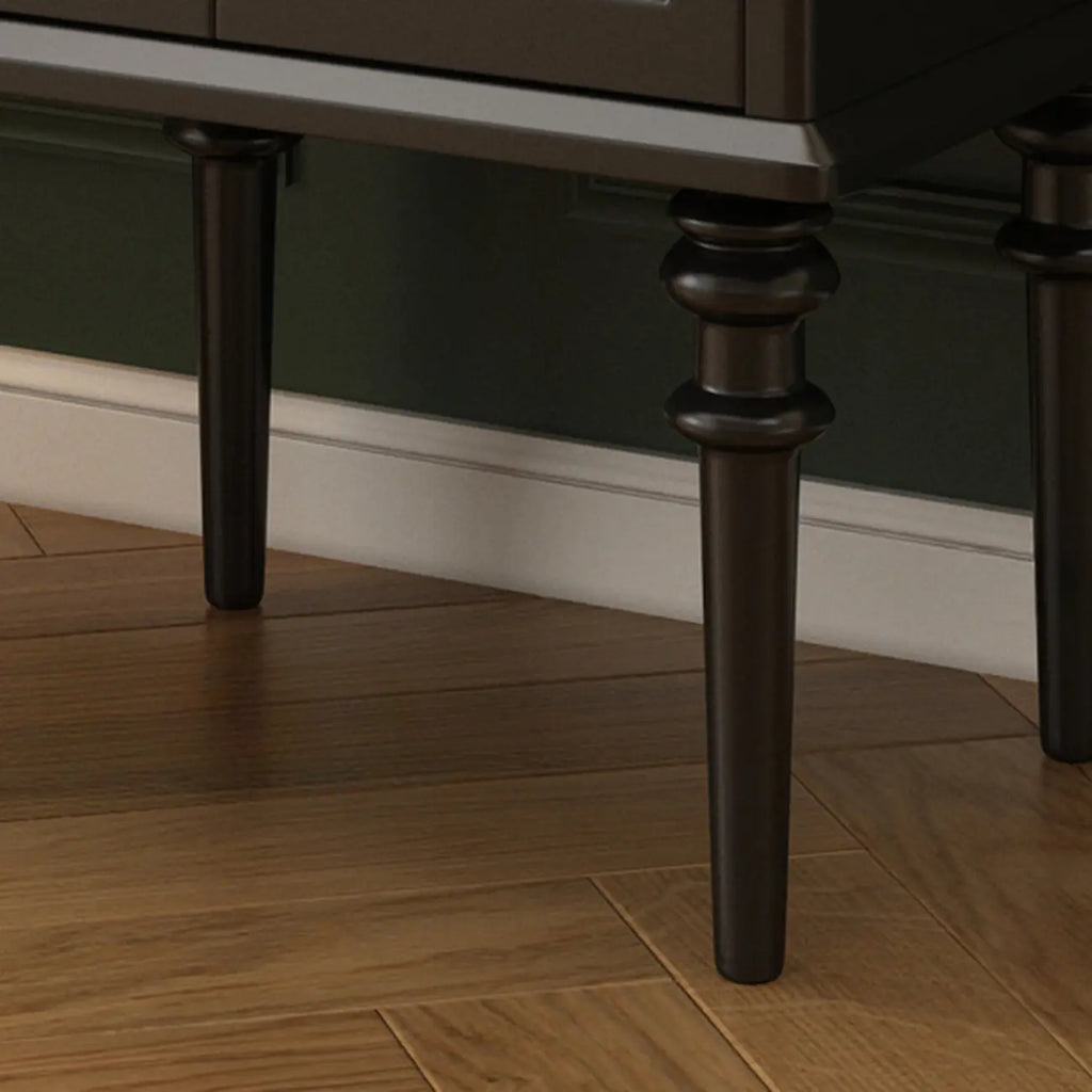 Traditional Black Wood Fluted & Clear Glass Storage Cabinet