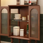 Traditional Black Wood Fluted & Clear Glass Storage Cabinet