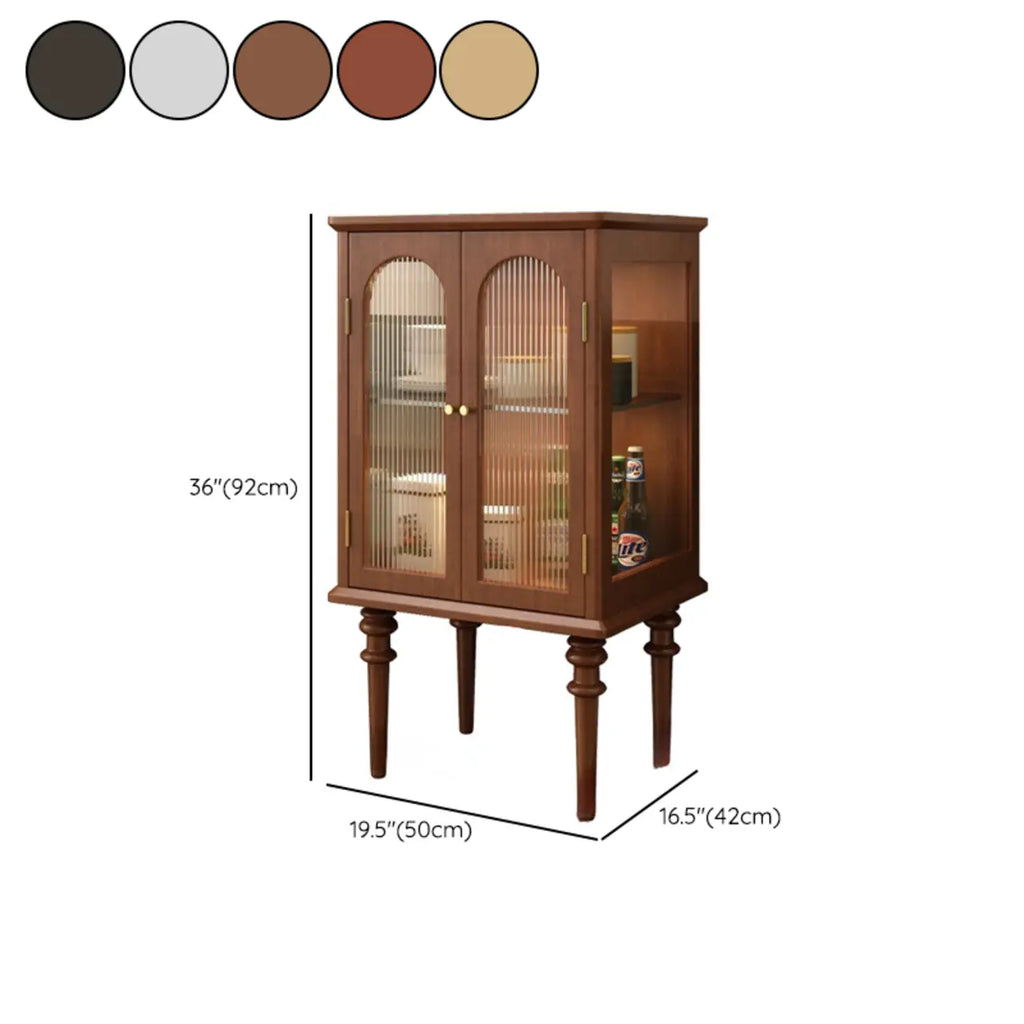 Traditional Black Wood Fluted & Clear Glass Storage Cabinet