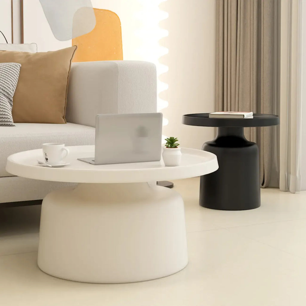 Contemporary Round Metal Black Side Table