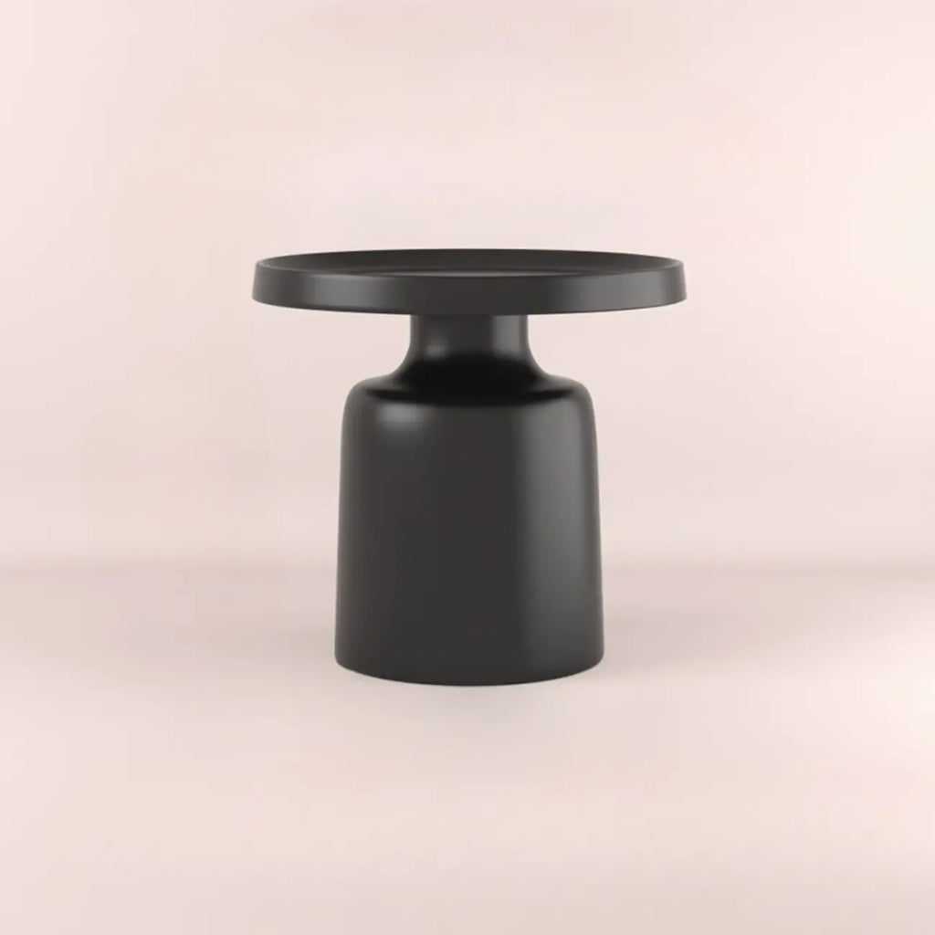 Contemporary Round Metal Black Side Table
