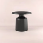 Contemporary Round Metal Black Side Table