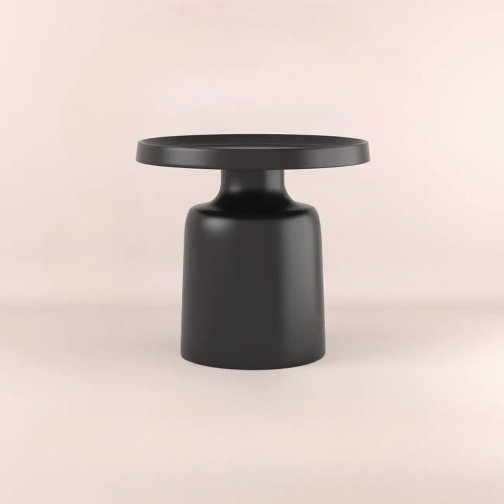 Contemporary Round Metal Black Side Table
