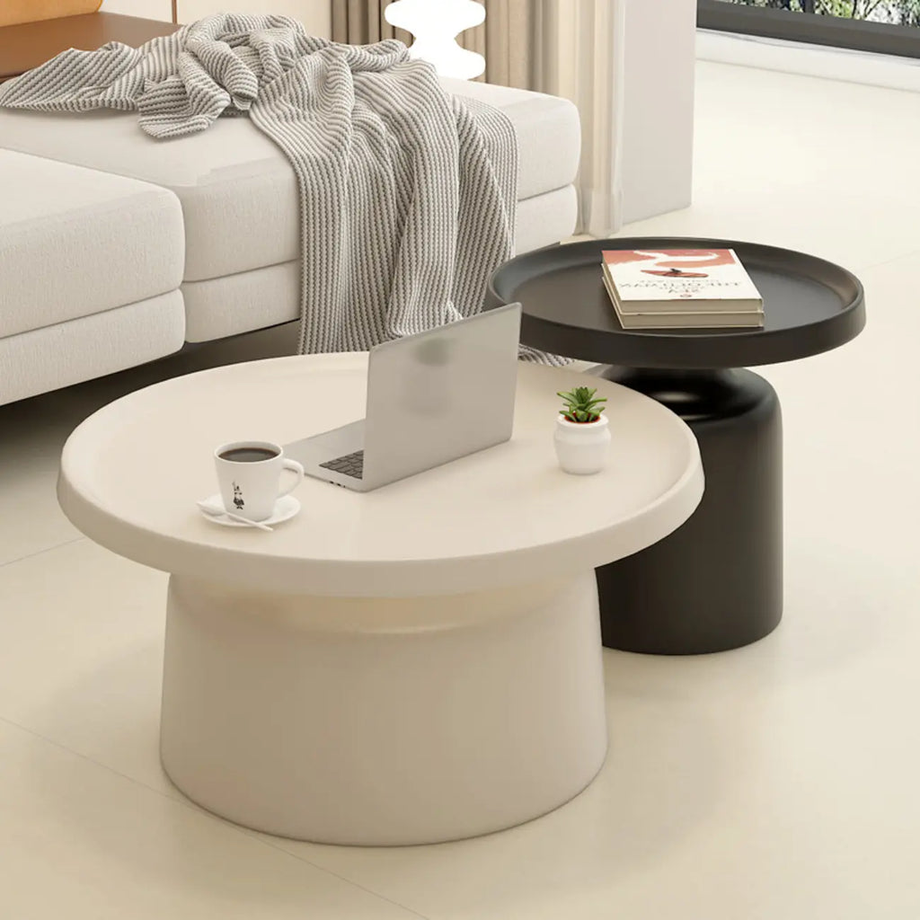 Contemporary Round Metal Black Side Table