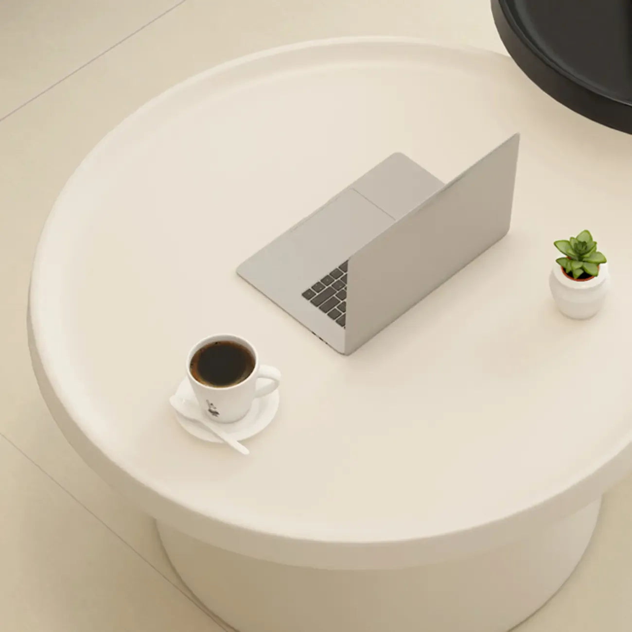 Contemporary Round Metal Black Side Table