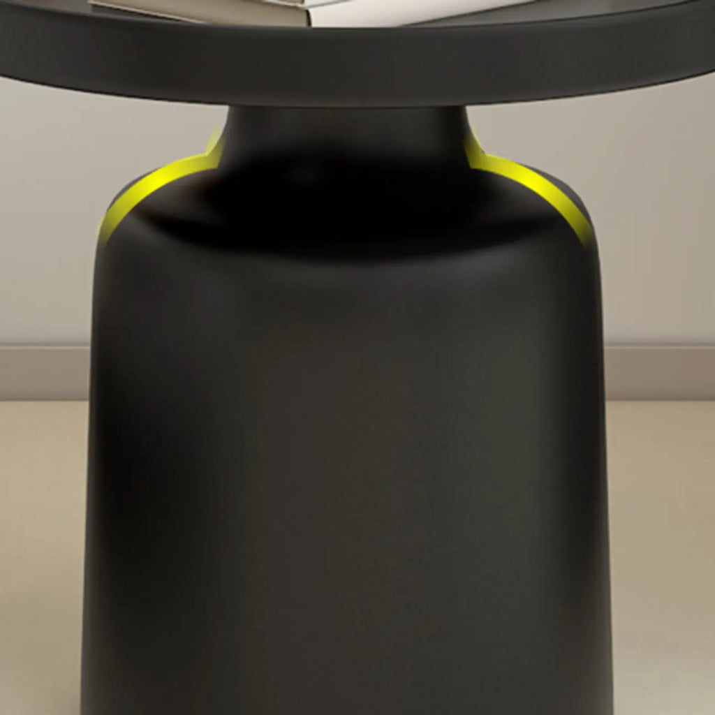 Contemporary Round Metal Black Side Table