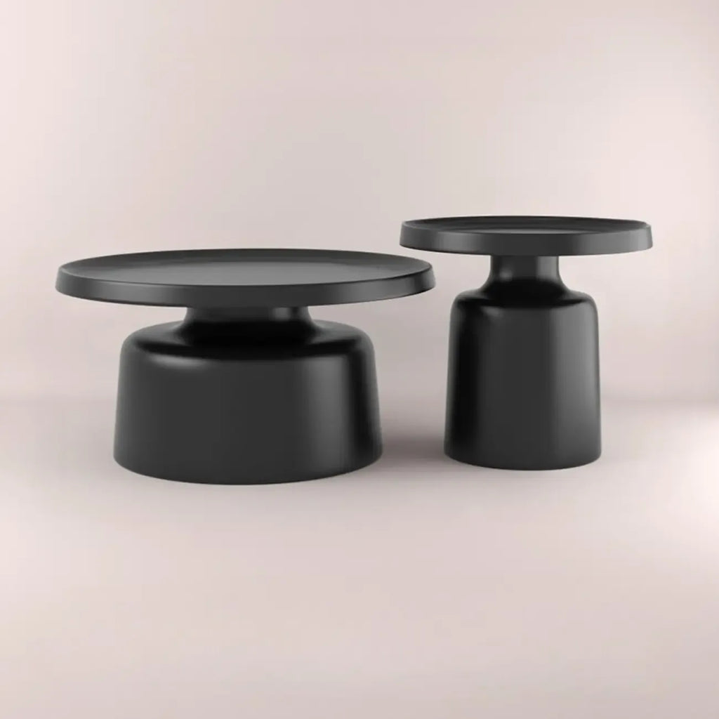 Contemporary Round Metal Black Side Table
