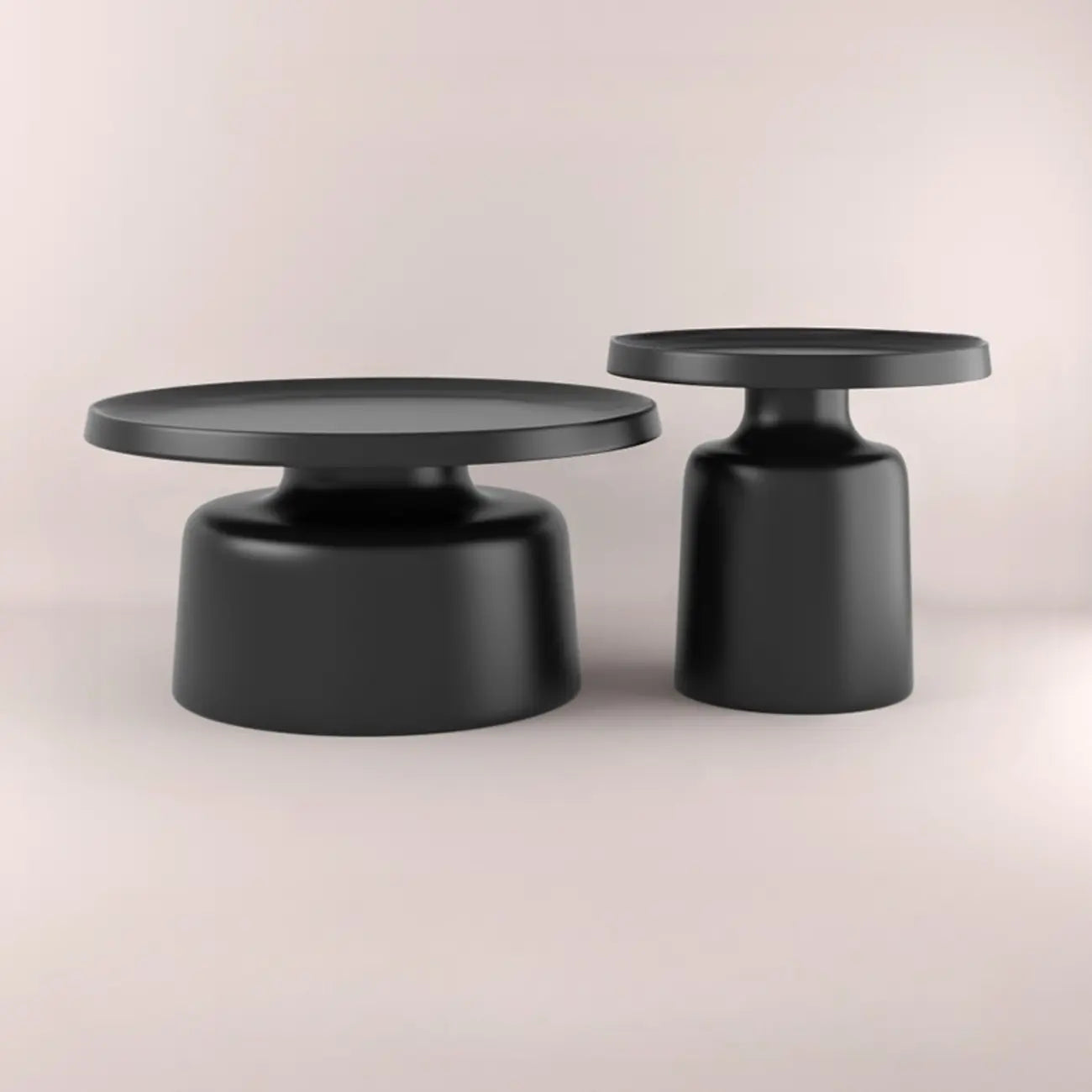 Contemporary Round Metal Black Side Table