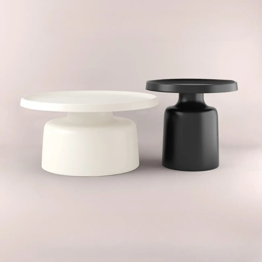 Contemporary Round Metal Black Side Table