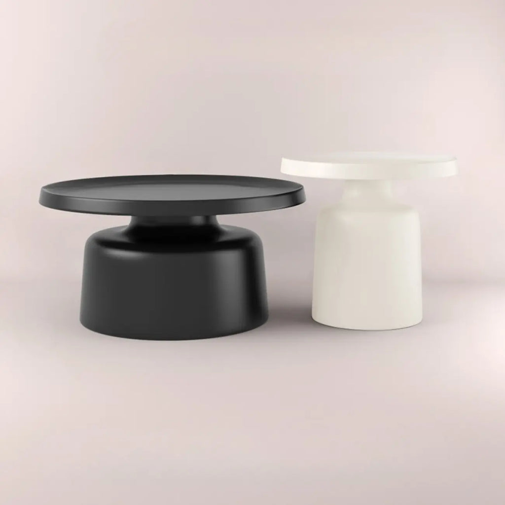 Contemporary Round Metal Black Side Table