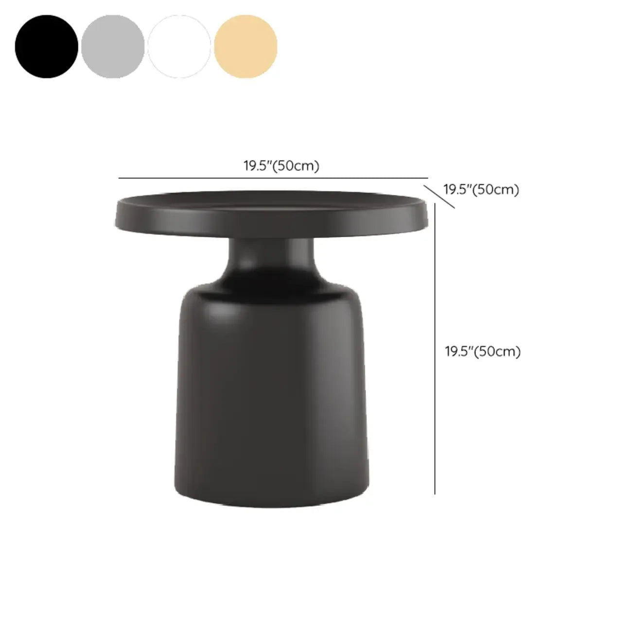 Contemporary Round Metal Black Side Table