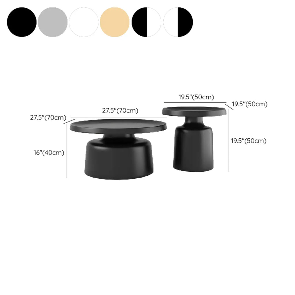Contemporary Round Metal Black Side Table