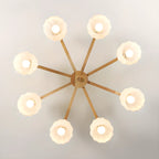 Scandinavian White Glass Jar Wooden Semi Flush Ceiling Light