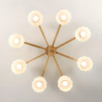 Scandinavian White Glass Jar Wooden Semi Flush Ceiling Light