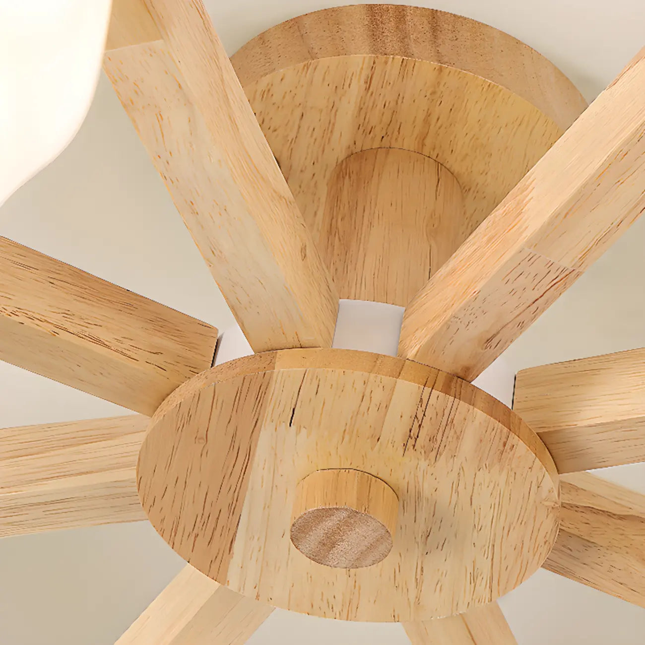 Scandinavian White Glass Jar Wooden Semi Flush Ceiling Light