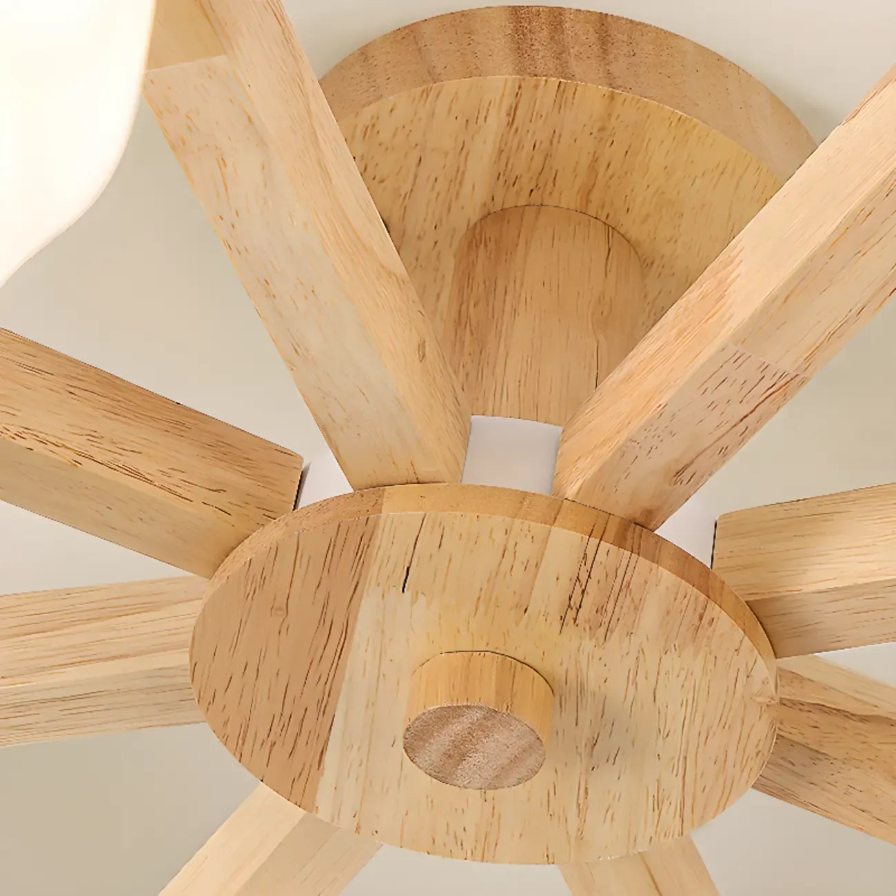 Scandinavian White Glass Jar Wooden Semi Flush Ceiling Light