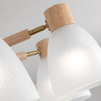 Natural White Cone Glass Wooden Semi Flush Mount Ceiling Light