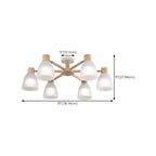 Natural White Cone Glass Wooden Semi Flush Mount Ceiling Light