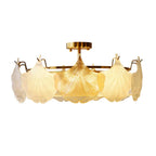 Modern Glass Leaf Shape Gold Semi Flush Ceiling Light