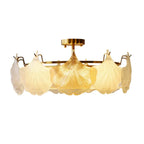 Modern Glass Leaf Shape Gold Semi Flush Ceiling Light