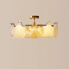Modern Glass Leaf Shape Gold Semi Flush Ceiling Light