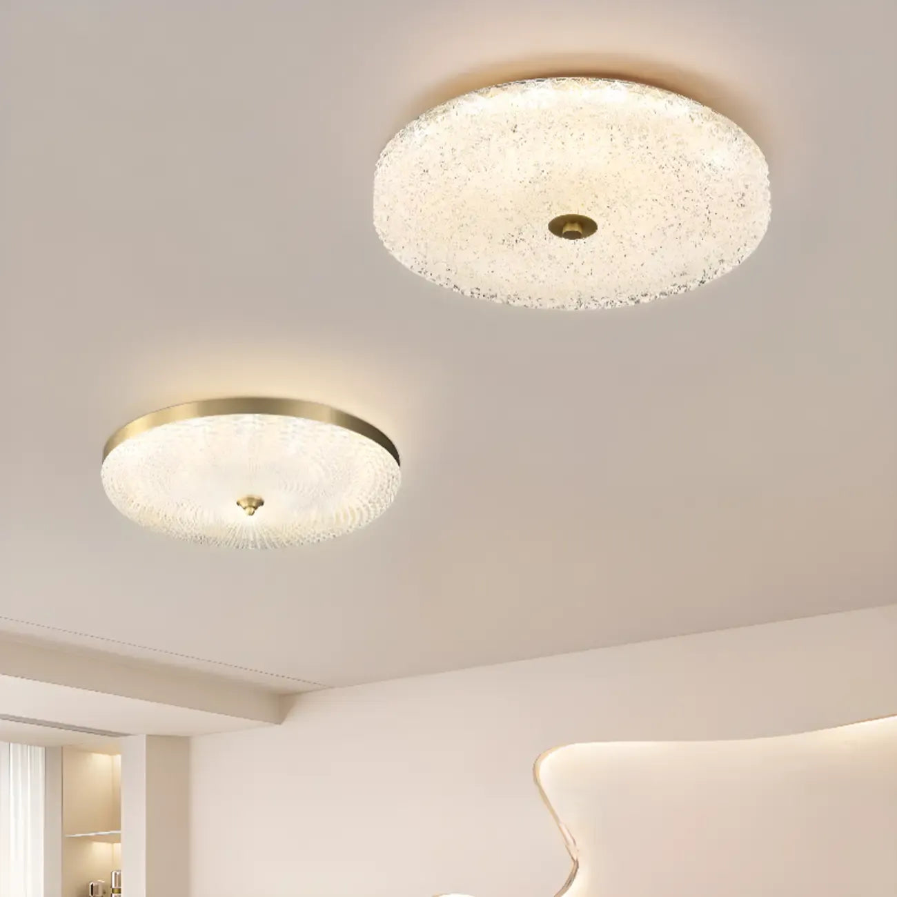 Circular Gold LED Flush Ceiling Light for Bedroom Decor