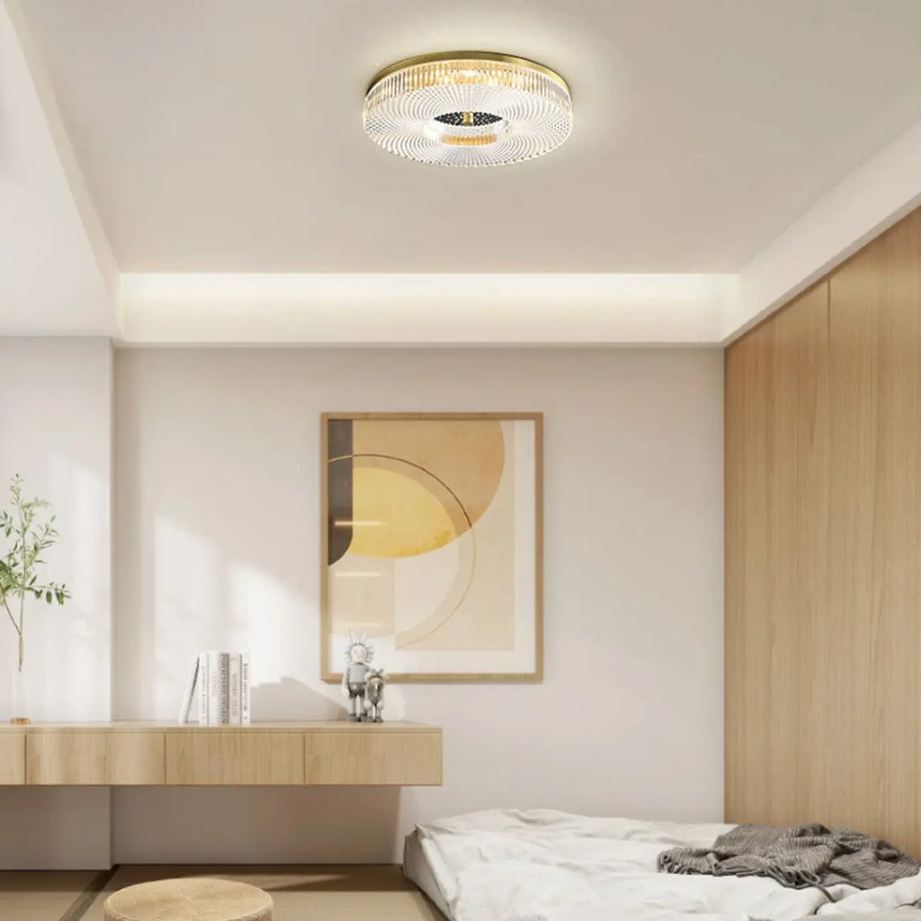 Circular Gold LED Flush Ceiling Light for Bedroom Decor