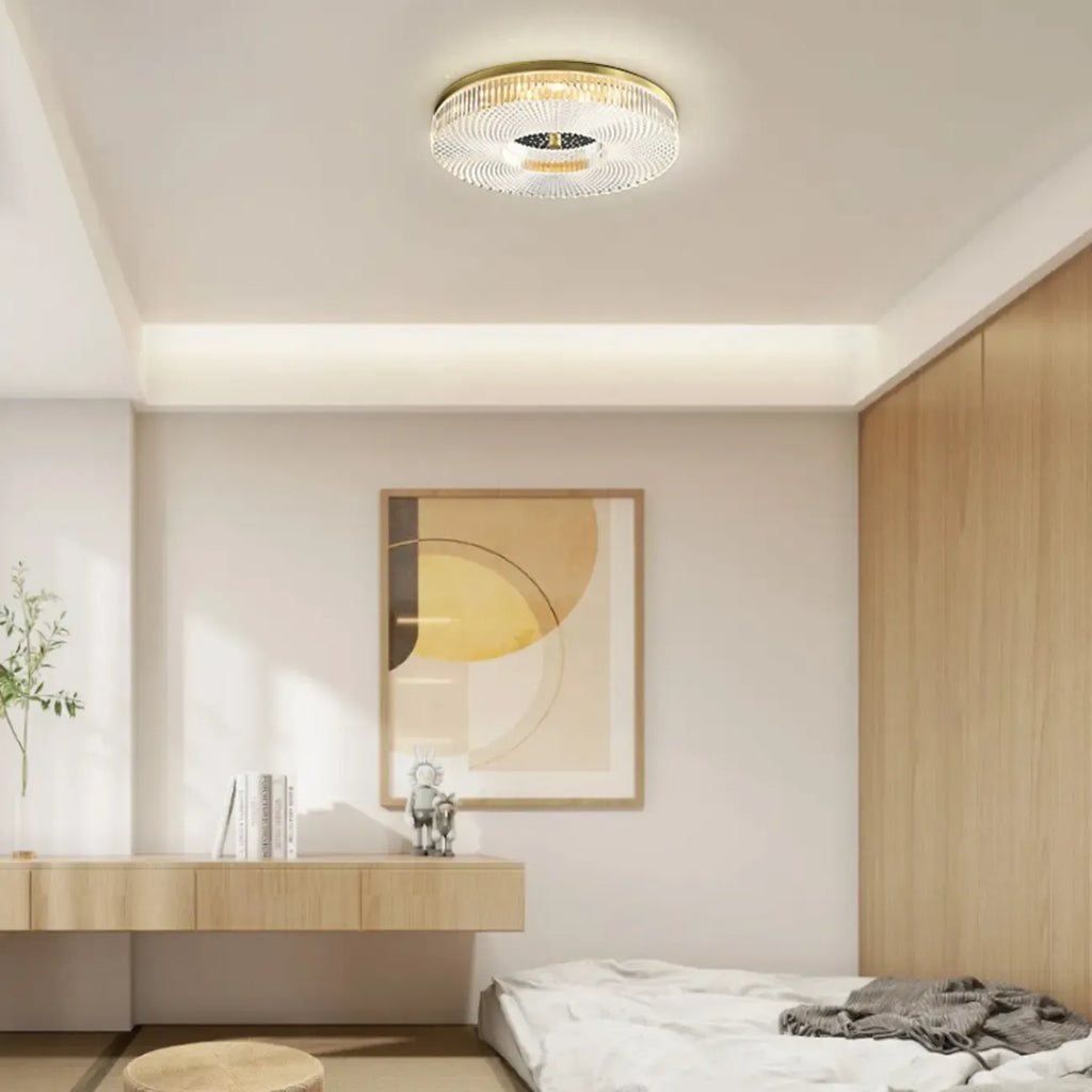 Circular Gold LED Flush Ceiling Light for Bedroom Decor