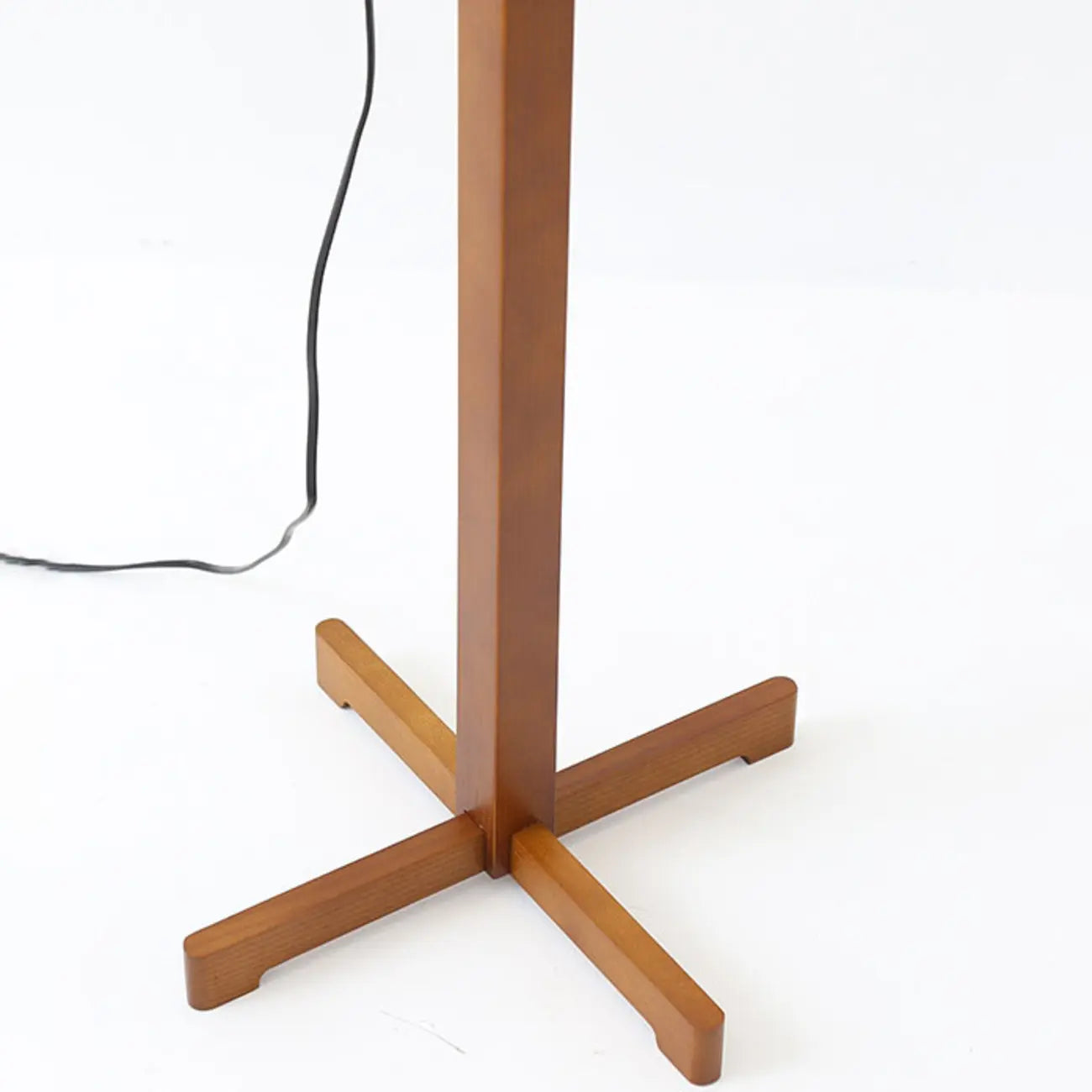 Modern Wooden Floor Lamp Fabric Shade Plug-In for Living Room