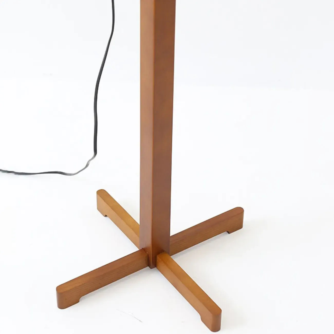 Modern Wooden Floor Lamp Fabric Shade Plug-In for Living Room