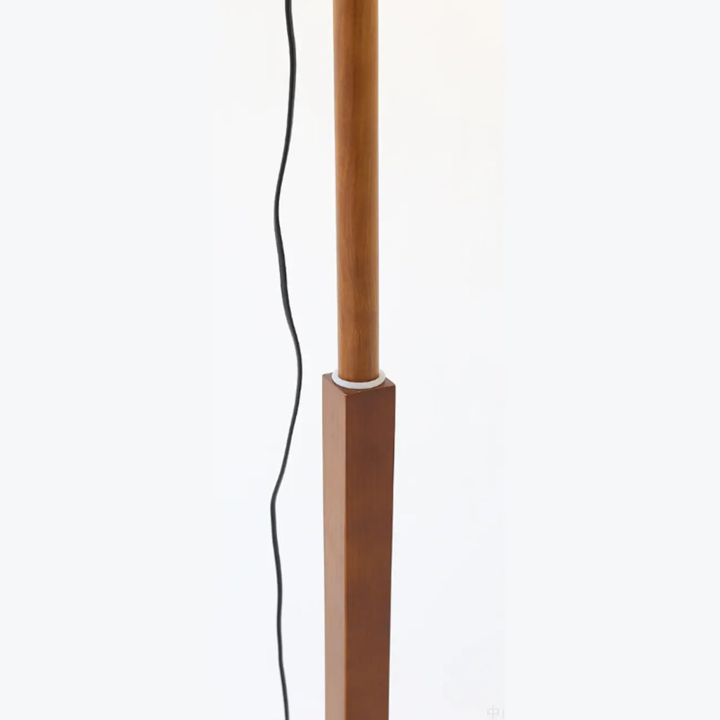 Modern Wooden Floor Lamp Fabric Shade Plug-In for Living Room