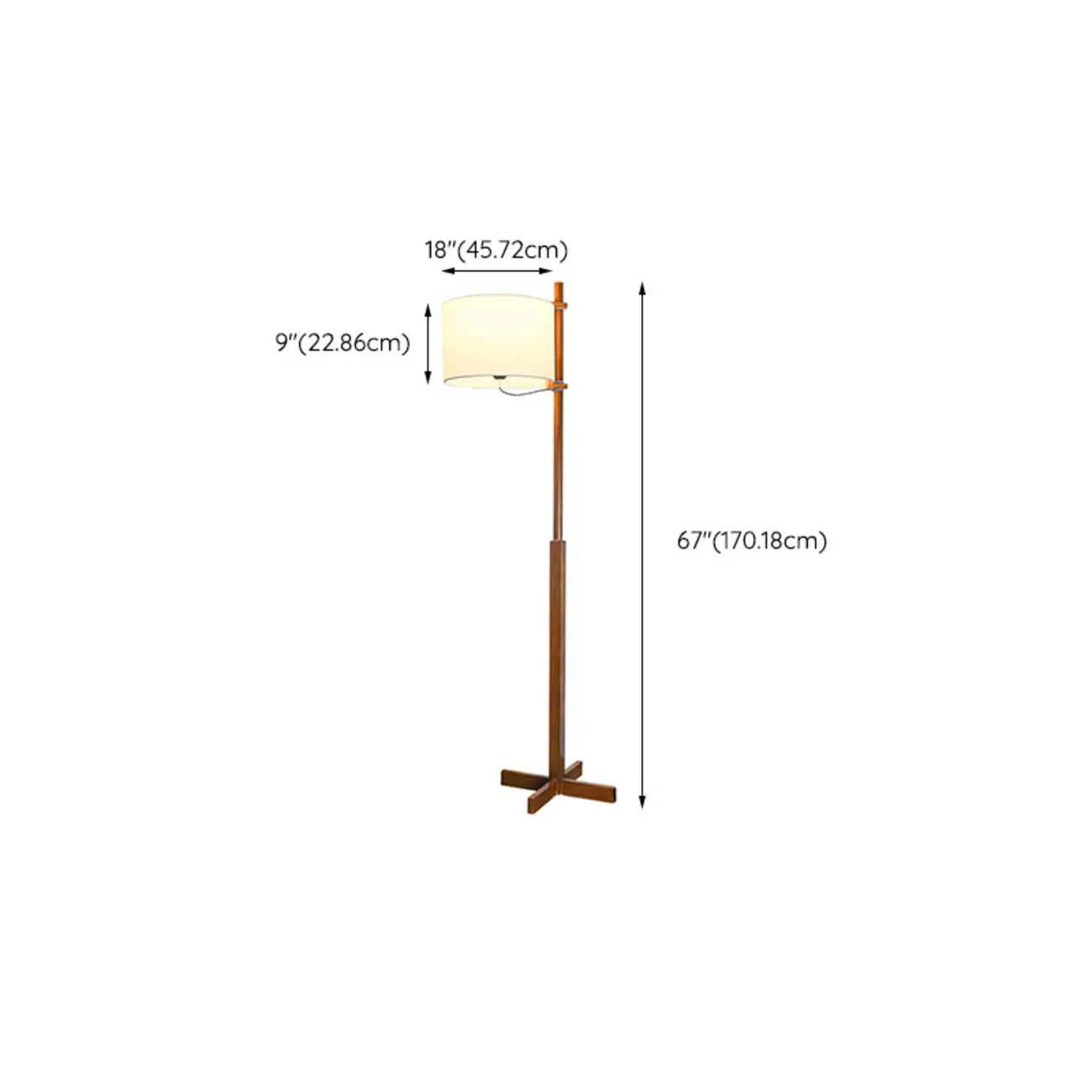 Modern Wooden Floor Lamp Fabric Shade Plug-In for Living Room