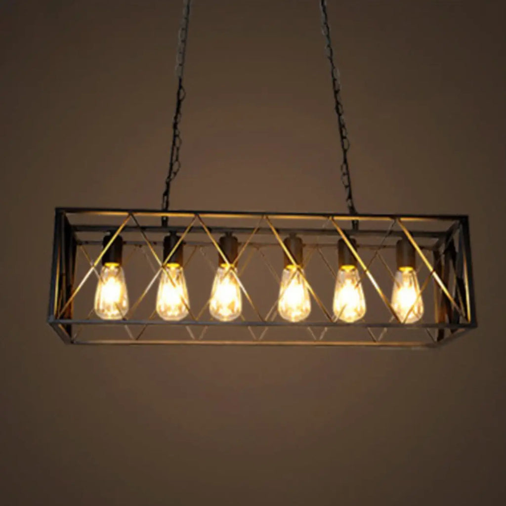 Industrial Matte Black Iron Island Pendant Light for Kitchen