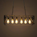 Industrial Matte Black Iron Island Pendant Light for Kitchen