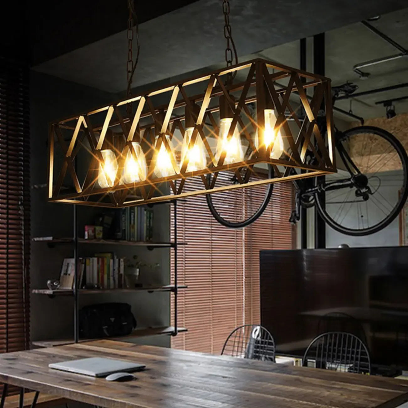 Industrial Matte Black Iron Island Pendant Light for Kitchen