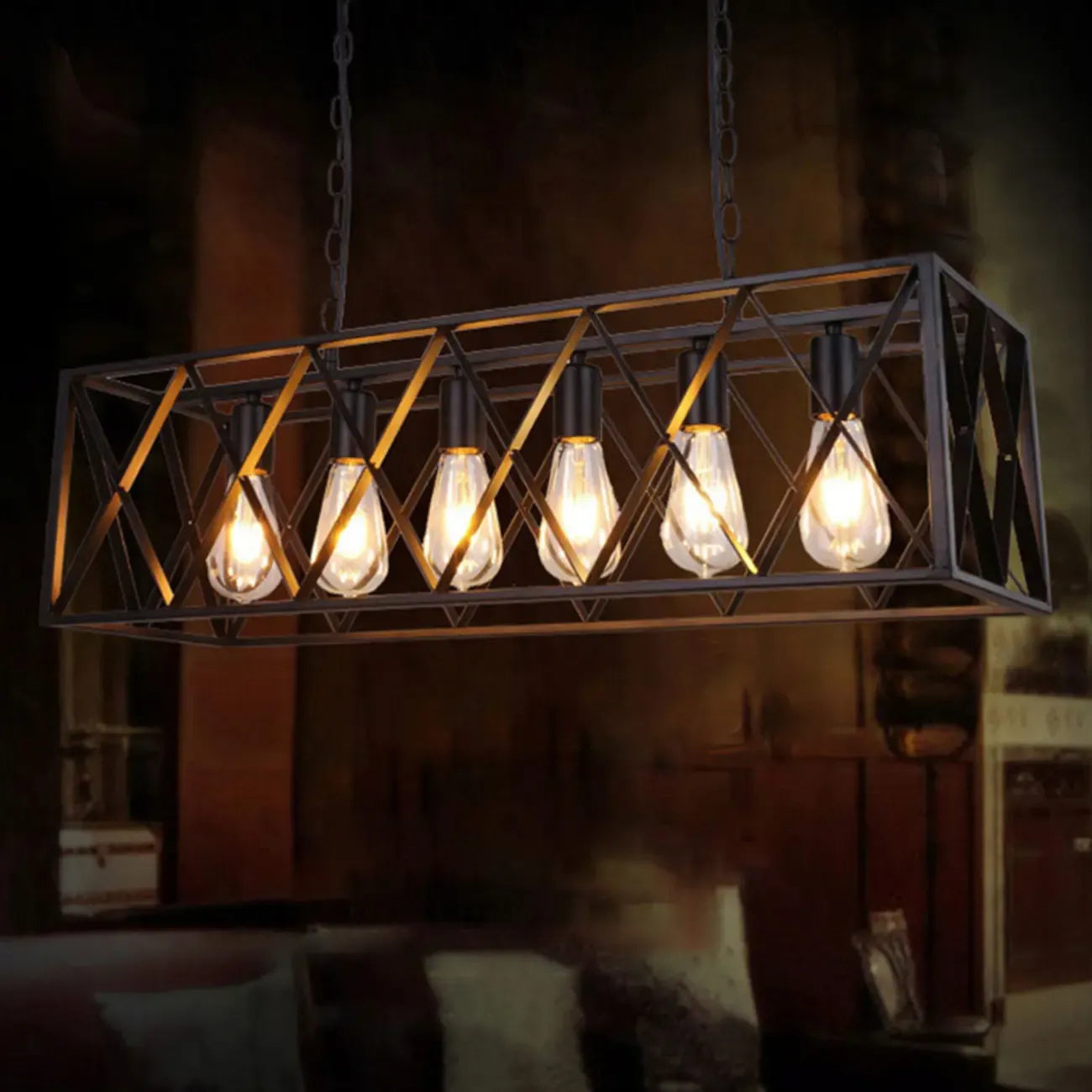 Industrial Matte Black Iron Island Pendant Light for Kitchen