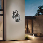 Industrial Silver Glass Shade Outdoor Wall Lantern Light
