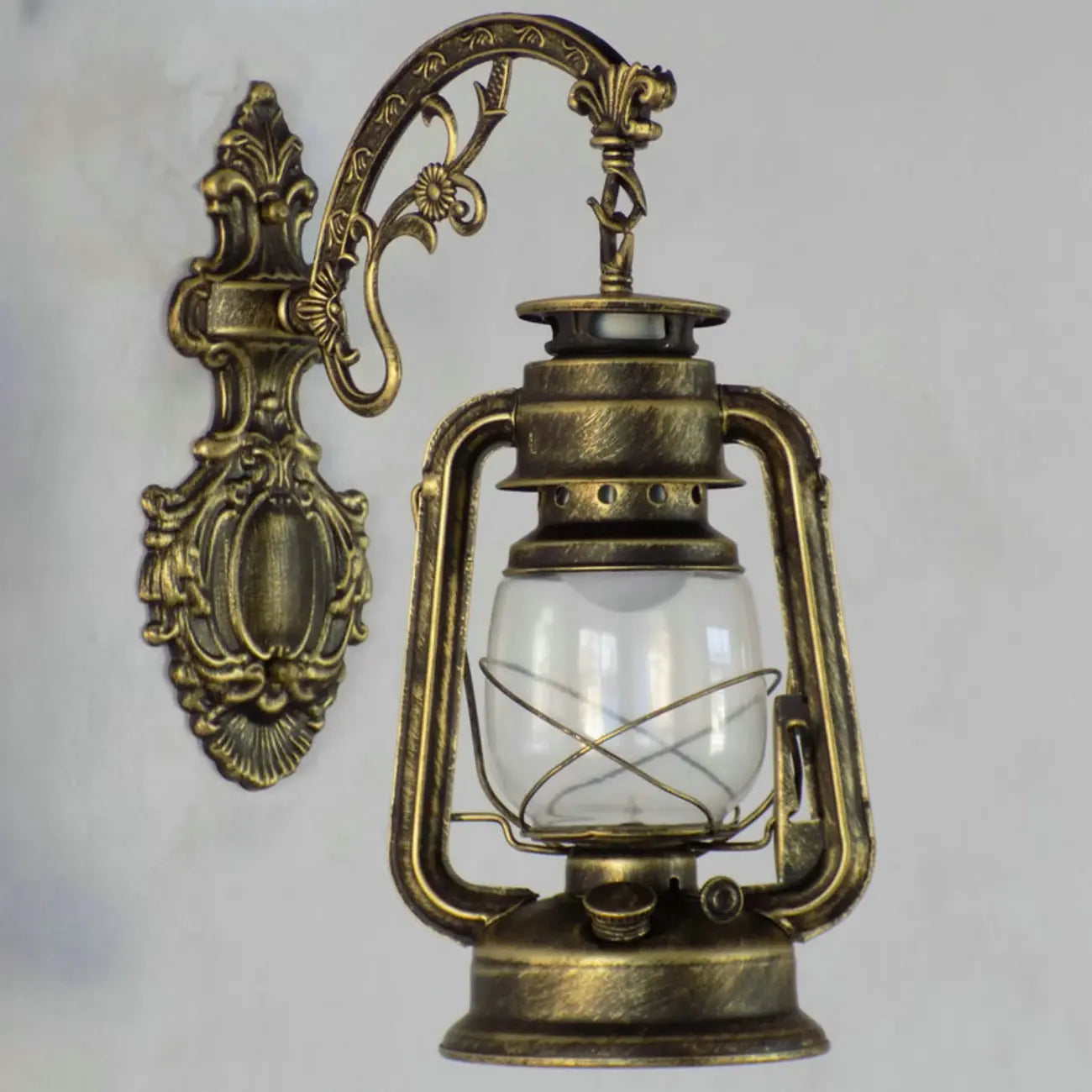 Industrial Silver Glass Shade Outdoor Wall Lantern Light