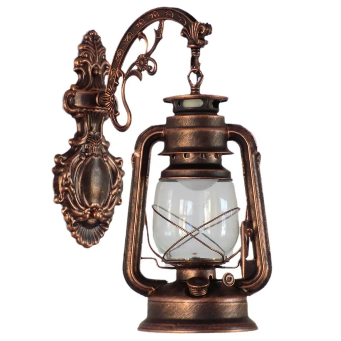 Industrial Silver Glass Shade Outdoor Wall Lantern Light