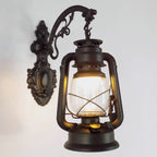 Industrial Silver Glass Shade Outdoor Wall Lantern Light